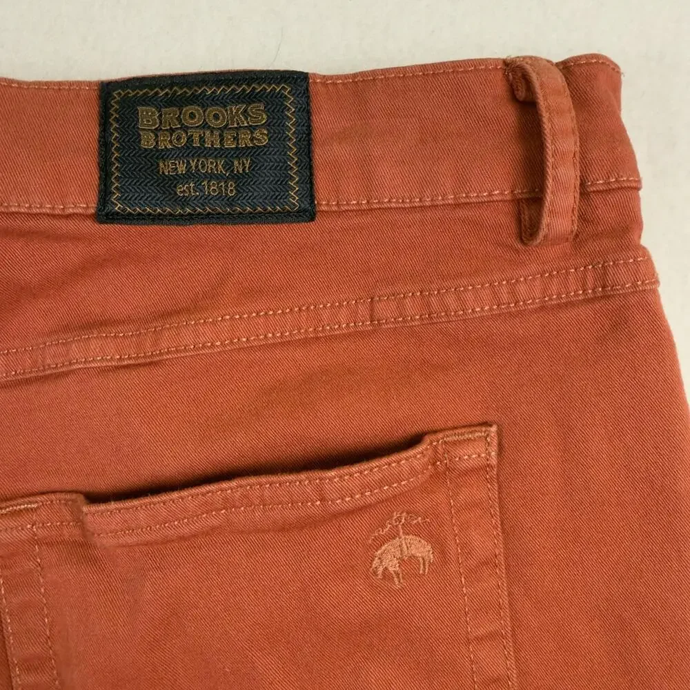 BROOKS BROTHERS Slim Fit Jeans Stretch Denim Brick Red Logo Pocket Fits 36x31